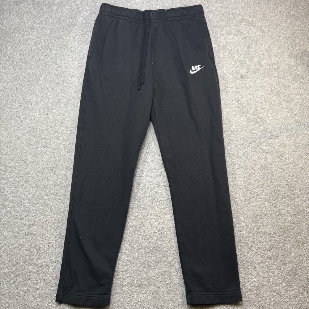 Nike Club Fleece Joggers Sweatpants Men's Medium M Black White Logo Regular Fit